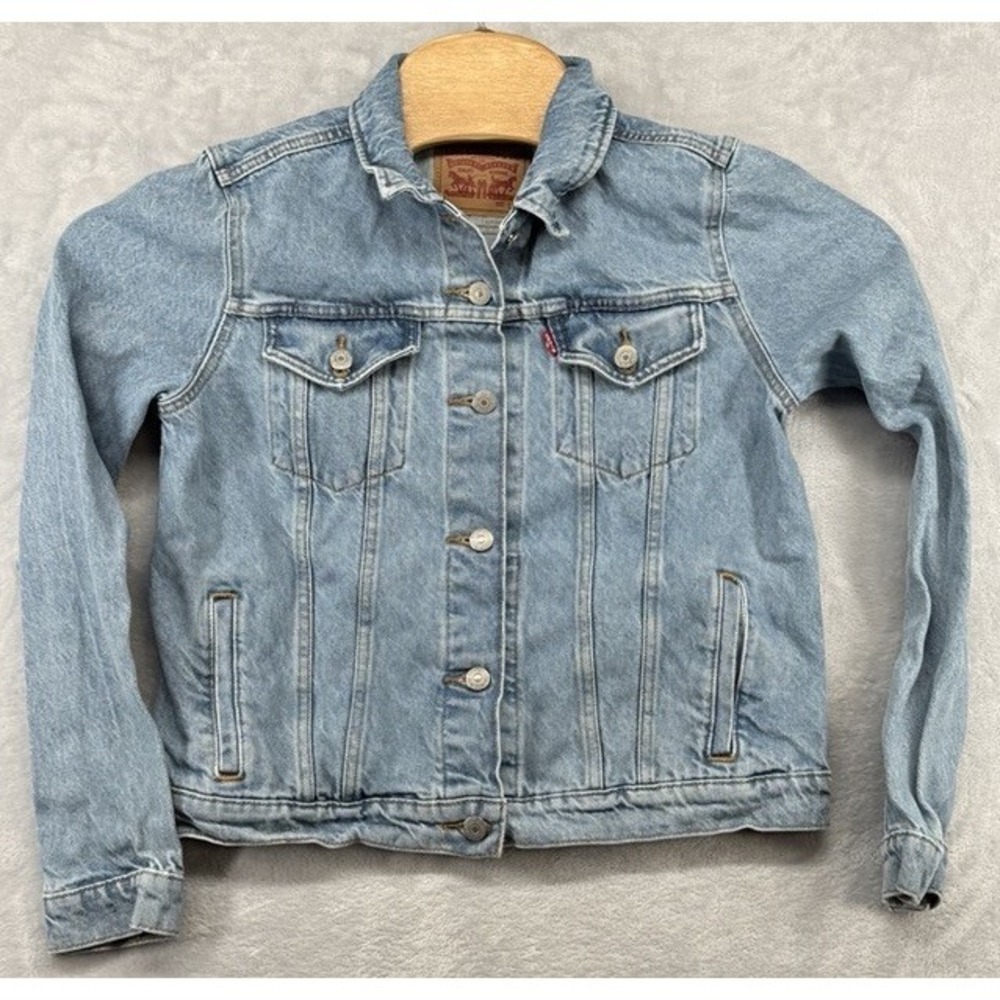 Levis Denim Trucker Jean Jacket Light Wash‎ Youth Size Large L 19x21